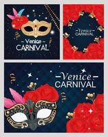 set van poster Venetië carnaval met decoratie vector