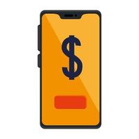 geïsoleerde dollar binnen smartphone vector design