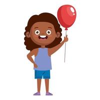 meisje afro met ballon helium lucht vector