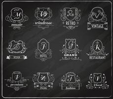 Monogram schilden schoolbord set vector