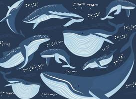 walvissen onder de zee vector