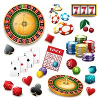 Casinosymbolen geplaatst samenstellingsposter vector