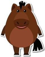 mollige paard dieren cartoon sticker vector