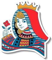 koningin speelkaart karakter sticker vector