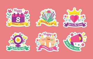 Vrouwendag stickerset vector