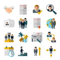 Human resources plat schaduw pictogrammen instellen vector