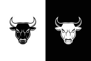 stier en koe icoon. stier set. gestileerde silhouetten van staand in verschillend poses en stoten omhoog stieren. geïsoleerd Aan wit zwart achtergrond. vector