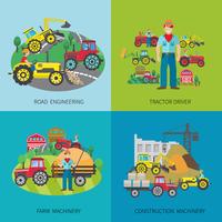 tractor bestuurder flat set vector