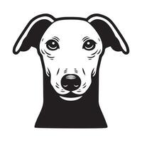 een neutrale windhond hond gezicht illustratie in zwart en wit vector