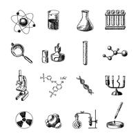 Chemie pictogrammen instellen vector