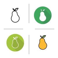 peer pictogram. plat ontwerp, lineaire en kleurstijlen. peer fruit geïsoleerde vector illustraties