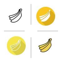 bananen icoon. plat ontwerp, lineaire en kleurstijlen. tros bananen geïsoleerde vectorillustraties vector