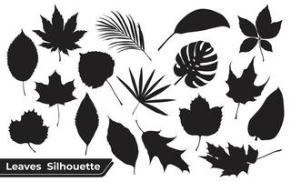 verzameling van verschillende soorten bladeren silhouetten vector