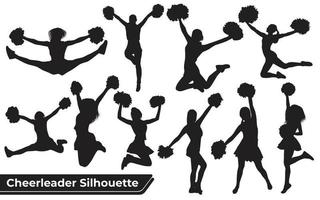 verzameling cheerleader-silhouet in verschillende posities vector