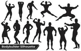 verzameling fitness- en bodybuildersilhouetten vector