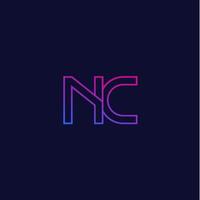 nc brieven logo, lijnontwerp vector