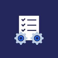 projectmanagement, tandwielen en checklist vector icon