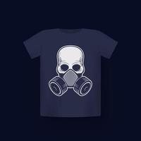 schedel in gasmasker, gasmasker, t-shirt print op mockup vector