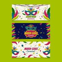 kleurrijke carnaval banner mardi gras set vector