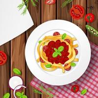 spaghetti bolognese met tomatensaus vector