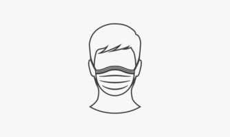 lijnpictogram mensen gebruiken masker. vectorillustratie. vector