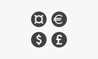 pictogrammenset cirkel geld valuta geïsoleerd op een witte achtergrond. vector