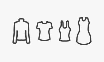 lijn icon set vrouw kleding geïsoleerd op een witte achtergrond. vector