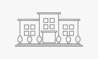 lijn pictogram gebouw met planten geïsoleerd op een witte achtergrond. vector