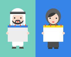 Arabische zakenman en Arabische vrouw die lege kalender vector
