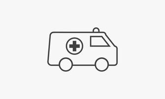 lijn pictogram van auto ambulance geïsoleerd op een witte achtergrond. vector