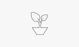 lijn pictogram boom plant pot op witte achtergrond. vector