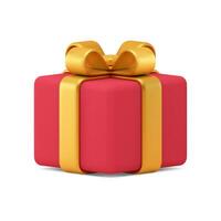 rood geschenk doos gouden boog lint feestelijk Cadeau verrassing 3d icoon realistisch illustratie vector