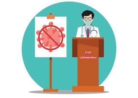 lezing coronavirus. stop covi-19, dokter, virus, pandemie. vector illustratie