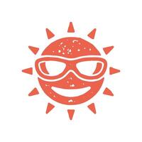 glimlachen brandend rood zon zonnebril mode zomer decoratief ontwerp logotype grunge structuur vector