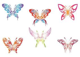 set van kleurrijke lijn kunst vlinder. vector illustratie van kleurrijke lijn kunst vlinder geïsoleerd op een witte achtergrond. gradiënt vlinder