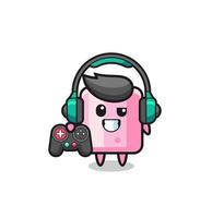 marshmallow gamer-mascotte met een gamecontroller vector