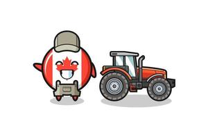 de boer-mascotte van de Canadese vlag die naast een tractor staat vector