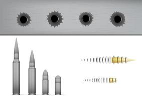 set van kogels en kogelgaten. vector