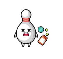 illustratie van overdosis bowling pin karakter vector