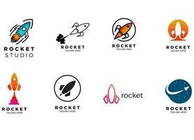 raketvooruitgangstechnologie die vectorembleemontwerp lanceert. booster applicatie logo ontwerp illustratie vector
