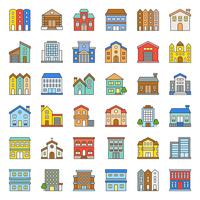 bouwconstructie gevuld overzicht icon set 2/3 vector