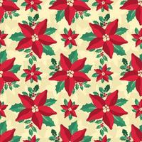 naadloze patroon poinsettia kerst bloemen plant.new jaar 2022 ornament.decoration botanisch ontwerp. vector