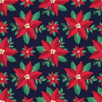 naadloze patroon poinsettia kerst bloemen plant.new jaar 2022 ornament.decoration botanisch ontwerp. vector