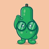 super coole avocado fruit mascotte geïsoleerde cartoon in vlakke stijl vector