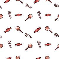 candy cane, snoep, lolly, snoep naadloze patroon achtergrond. perfect voor wintervakantiestof, cadeaupapier, plakboek, ontwerpprojecten voor wenskaarten. vector