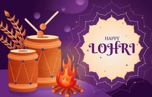 Lohri Indiase traditionele festival achtergrond vector