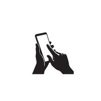 hand- Holding slim telefoon silhouet. vinger aanraken slim telefoon silhouet ontwerp. vector