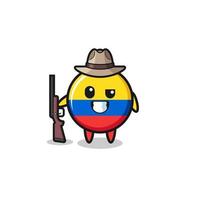 Colombia vlag jager mascotte met een pistool vector