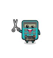 rekenmachinekarakter als kappersmascotte vector