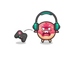 Donut gamer mascotte is boos vector